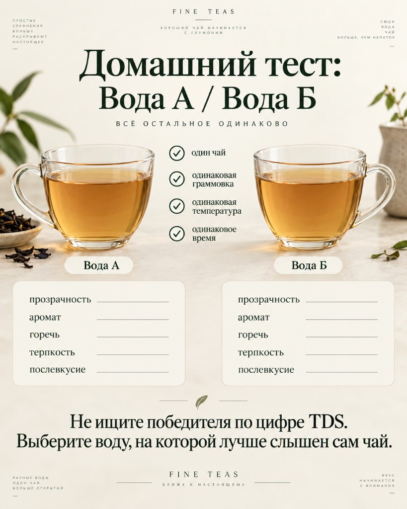 Домашнее сравнение двух вод для заваривания одного чая