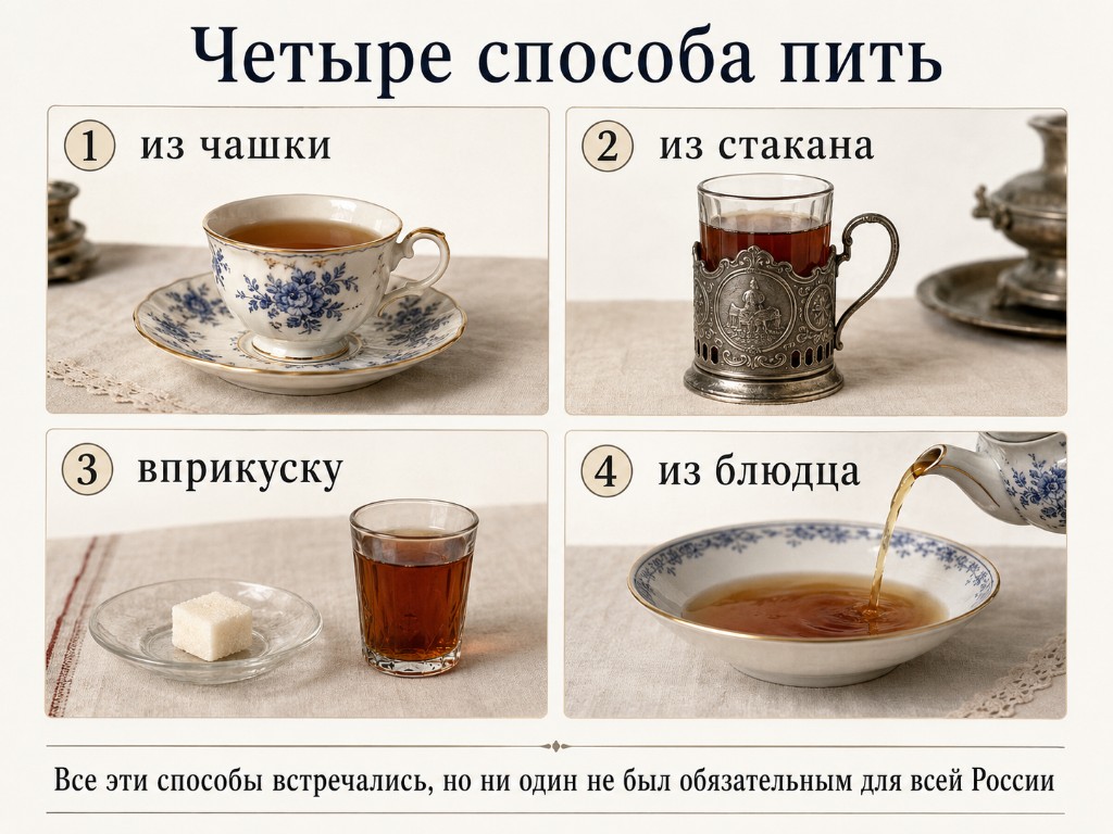 Четыре кадра: из чашки, из стакана, вприкуску и из блюдца