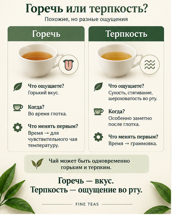 Разница между горечью и терпкостью чая