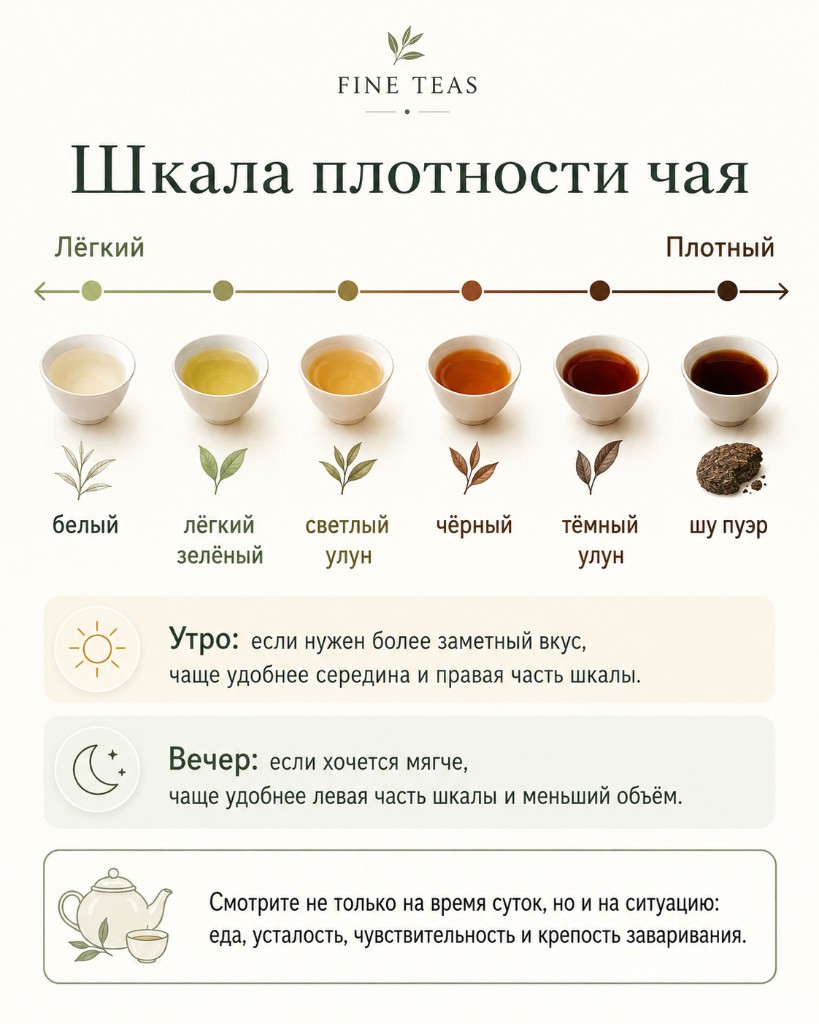 Шкала вкусовой плотности от белого чая до шу пуэра