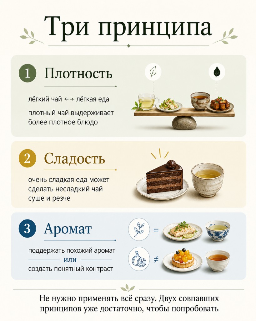 Плотность, сладость и аромат как три принципа подбора еды к чаю