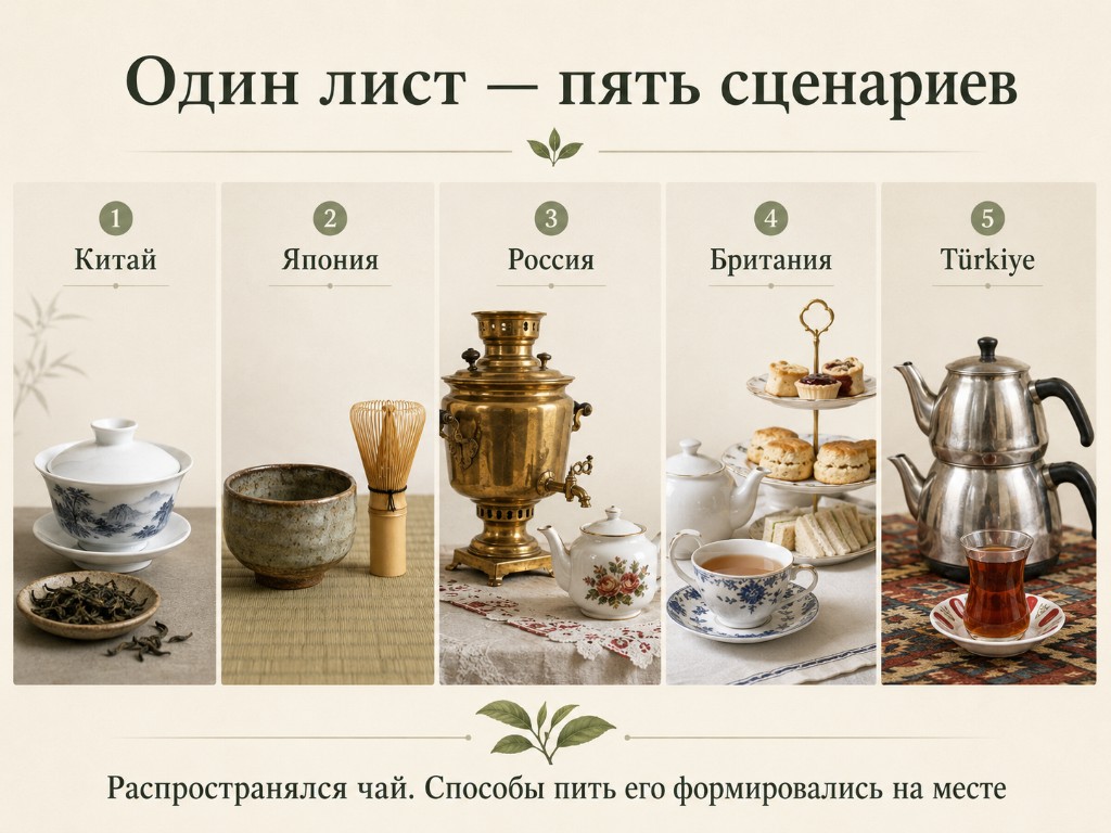 Пять традиций: гайвань, тяван, самовар, afternoon tea и çaydanlık