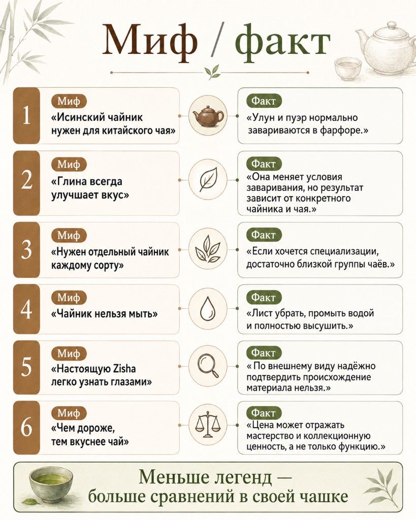 Шесть пар миф и факт об исинском чайнике и глине Zisha
